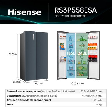 REFRIGERADORA HISENSE SIDE BY SIDE NO FROST RS3P558ESA 529L - 4