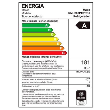 REFRIGERADORA MABE MONOPUERTA FROST RMU202PXPRS1 187L - 5