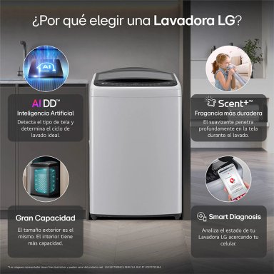 LAVADORA LG 19KG CARGA SUPERIOR AI DD INTELIGENCIA ARTIFICIAL WT19DV6T - 4