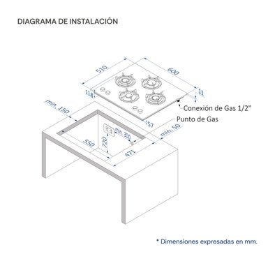 COCINA EMPOTRABLE A GAS SOLE 4 HORNILLAS 3120SOLCO081 - 6