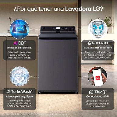 LAVADORA LG 18KG CARGA SUPERIOR TURBODRUM WT18OBTX - 5