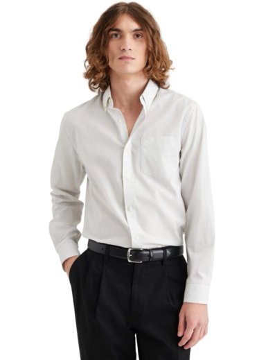 CAMISA MANGA LARGA ALGODÓN HOMBRE DOCKERS GRIS SIGNATURE