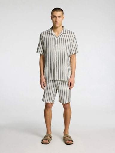 CAMISA MANGA CORTA ALGODÓN HOMBRE SELECTED CREMA 16089552 - 3