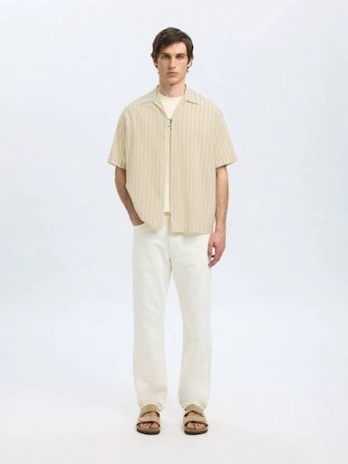 CAMISA MANGA CORTA HOMBRE SELECTED BEIGE 16091381 - 4