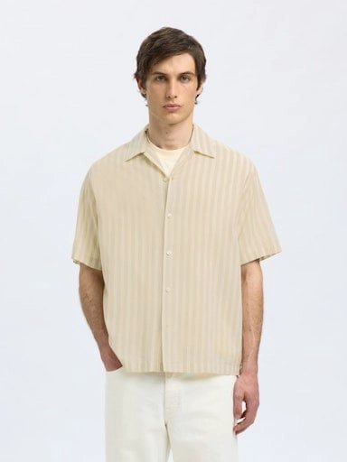 CAMISA MANGA CORTA HOMBRE SELECTED BEIGE 16091381