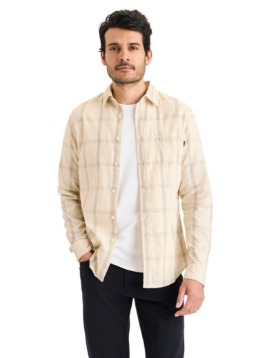 CAMISA MANGA LARGA HOMBRE DOCKERS SLIM ORIGINAL CAQUI