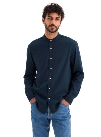 CAMISA MANGA LARGA HOMBRE DOCKERS BAND COLLAR AZUL