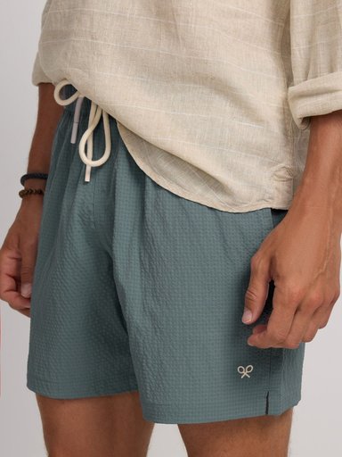 ROPA DE BAÑO HOMBRE SILBON LISO SEERSUCKER VERDE - 2