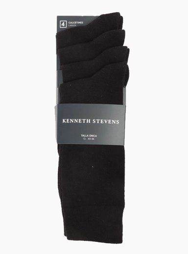 PACK 4 CAJA MEDIAS HOMBRE KENNETH STEVENS NEGRO 4 SOLID S 4 SOLID - 3