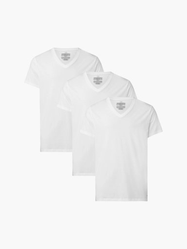 CAMISETA ALGODÓN HOMBRE CALVIN KLEIN BLANCO 3 PACK COTTON CLASSICS V NECK 