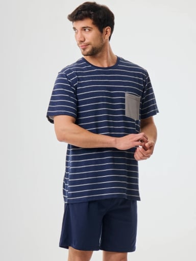 PIJAMA HOMBRE NAVIGATA NEGRO LINEAS - 1