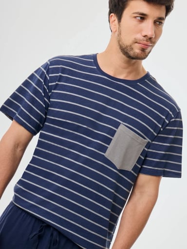 PIJAMA HOMBRE NAVIGATA NEGRO LINEAS - 4