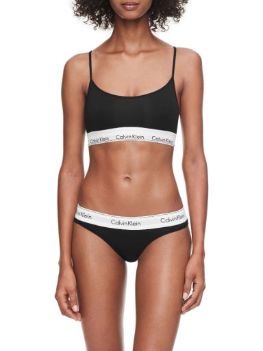 CALZÓN ALGODÓN MUJER CALVIN KLEIN NEGRO THONG - 1