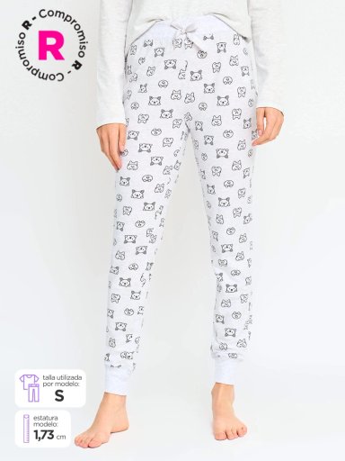 PANTALÓN TOBILLERO MUJER INDEX PIJAMA PUNO - 1