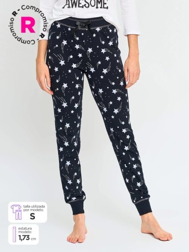 PANTALÓN TOBILLERO MUJER INDEX PIJAMA PUNO - 1