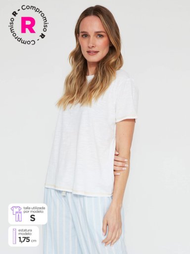 TOP DE PIJAMA MANGA CORTA MARQUIS ALGODÓN - 1