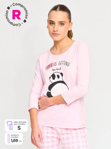 TOP DE PIJAMA MANGA 3/4 MUJER INDEX PRINT