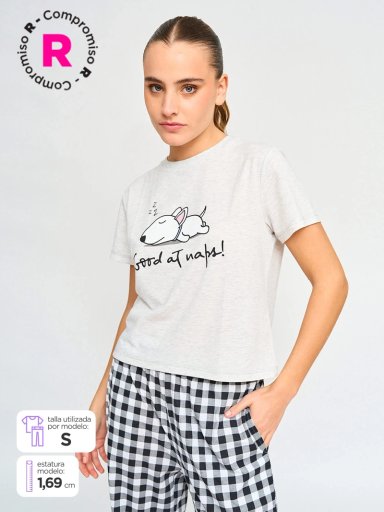 TOP DE PIJAMA MANGA CORTA MUJER INDEX RECTO PRINT