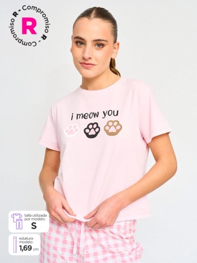 TOP DE PIJAMA MANGA CORTA MUJER INDEX RECTO PRINT - 1