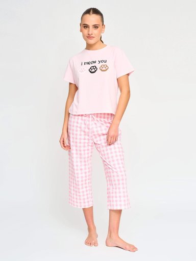 TOP DE PIJAMA MANGA CORTA MUJER INDEX RECTO PRINT - 4