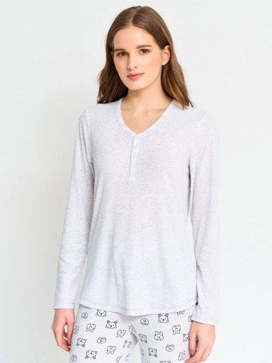 POLO MANGA LARGA MUJER INDEX GRIS OSCURO BOTONES