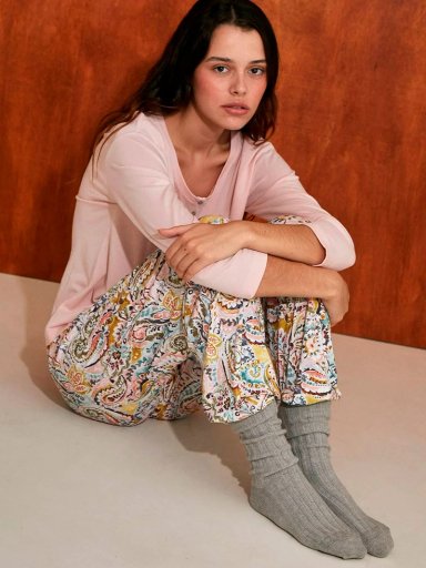 PANTALÓN LARGO ALGODÓN MUJER IN BLOOM MULTICOLOR PAISLEY