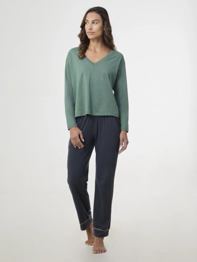 POLO PIJAMA MANGA LARGA MUJER MARQUIS OVERSIZE PV26 VERDE XL - 4