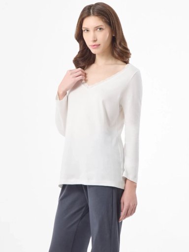 PIJAMA TOP MANGA LARGA MUJER MARQUIS ENCAJE - 3