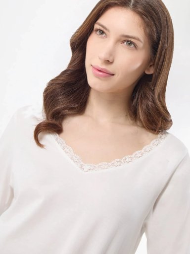 PIJAMA TOP MANGA LARGA MUJER MARQUIS ENCAJE - 4