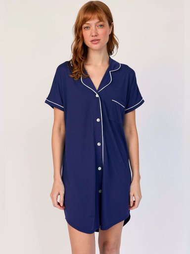 CAMISOLA MANGA CORTA MUJER IN BLOOM BOYFRIEND SAPPHIRE AZUL