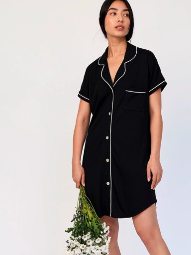 CAMISOLA MANGA CORTA MUJER IN BLOOM BOYFRIEND NEGRO