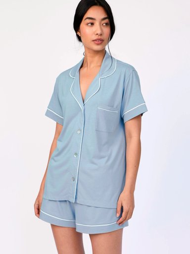 PIJAMA CORTA MUJER IN BLOOM CELESTE PJ BOYFRIEND MORNING SKY