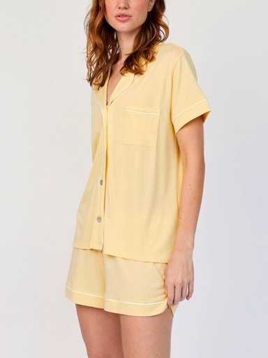 PIJAMA CORTA MUJER IN BLOOM AMARILLO PJ BOYFRIEND LIME