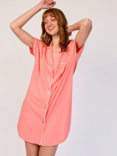 CAMISOLA MAMGA CORTA MUJER IN BLOOM BOYFRIEND PRIMROSE CORAL