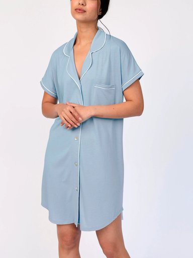 CAMISOLA MANGA CORTA MUJER IN BLOOM BOYFRIEND MORNING CELESTE - 2