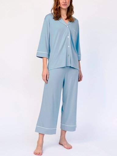 PIJAMA MUJER IN BLOOM CELESTE PJ BOYFRIEND MIDI MORNING