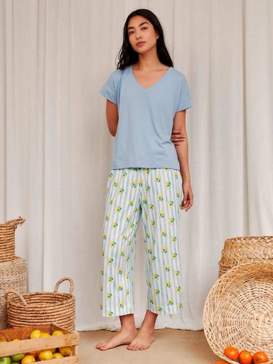TOP DE PIJAMA MUJER IN BLOOM HARPER MORNING CELESTE