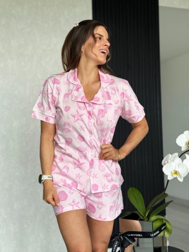 PIJAMA CAMISERO MUJER ALGODÓN ALEJANDRA BAIGORRIA CORAL