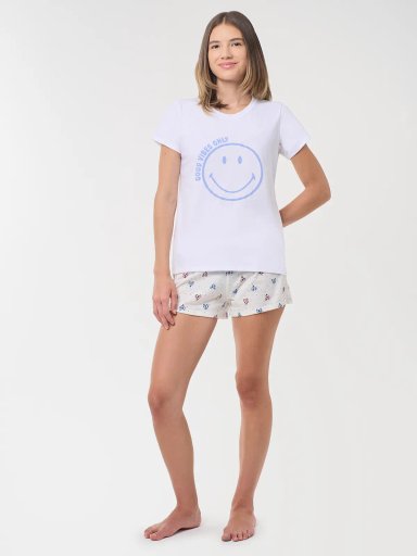 TOP MANGA CORTA MUJER INDEX BLANCO GOOD VIBES - 5