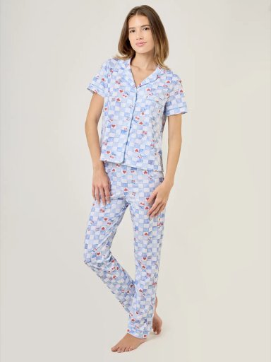 PIJAMA MUJER INDEX BLANCO CORAZÓN Y CEREZAS - 5