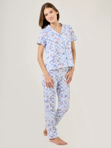 PIJAMA MUJER INDEX BLANCO CORAZÓN Y CEREZAS - 3