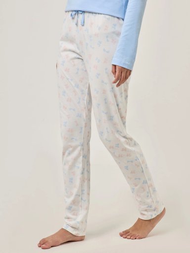 PANTALÓN PIJAMA MUJER INDEX HUESO LAZOS CELESTES - 3