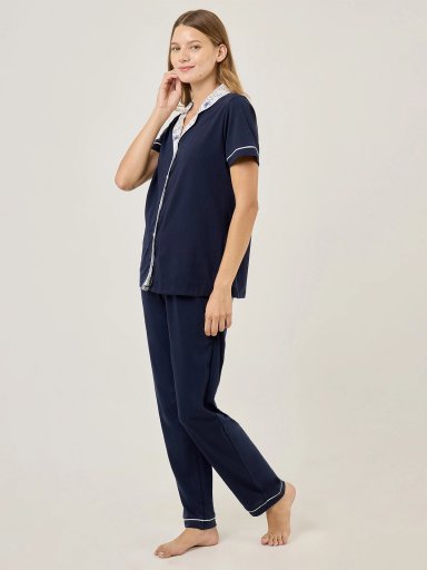 PIJAMA MANGA CORTA MUJER AZIZ AZUL FLORES - 5