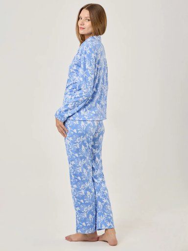 PIJAMA MANGA LARGA MUJER AZIZ CELESTE FLORAL - 2