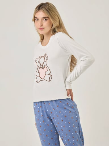 TOP PIJAMA MANGA LARGA INDEX MARRÓN OSITO - 3