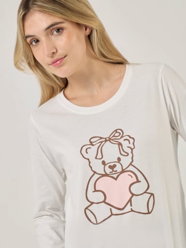 TOP PIJAMA MANGA LARGA INDEX MARRÓN OSITO - 4