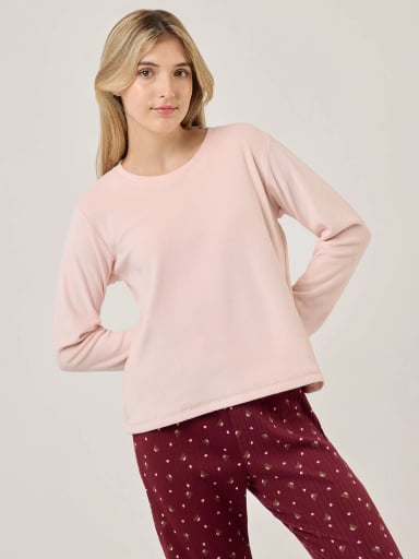 TOP PIJAMA MANGA LARGA INDEX ROSADO VELVET - 1