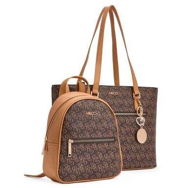 CARTERA Y MINI MOCHILA MUJER H & CO. CAFÉ - 2