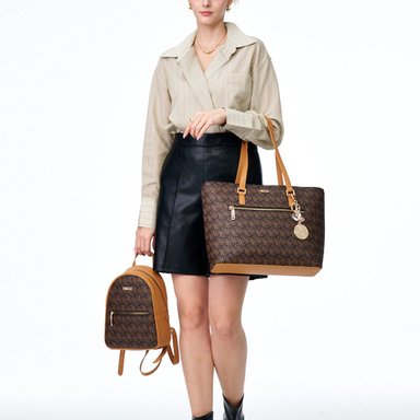 CARTERA Y MINI MOCHILA MUJER H & CO. CAFÉ - 7