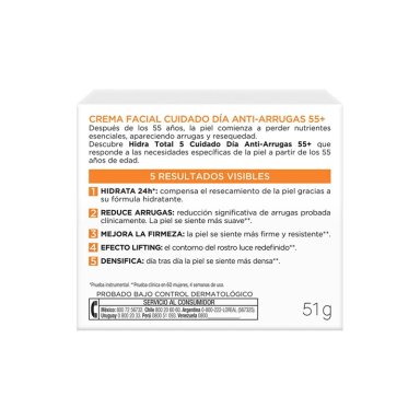 CREMA FACIAL LOREAL PARIS ANTIARRUGAS 55+ HIDRATACIÓN TOTAL 5 50ML + HIDRATACIÓN TOTAL 5 50ML - 4